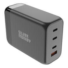 shumee Výkonná 200W nabíjačka GaN s napájacím káblom 3xUSB-C PD USB-A QC 3.0, čierna