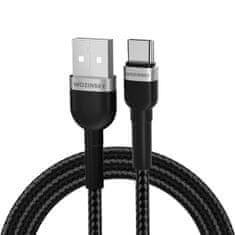 shumee Pletený kábel USB-A - USB-C 2.4A 1m čierny