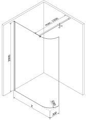 Mexen Kioto, zaoblená sprchová zástena 120 x 200 cm, 8mm číre sklo, chrómový profil, 800-120-101-01-06