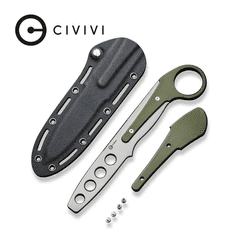 Civilight C22009C-2 Varius tréningový nôž 8,3 cm, Stonewash, zelená, G10, puzdro Kydex, prstenec