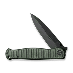 Civilight C23025-3 RS71 vreckový nôž 10,2 cm, Black Stonewash, zelená, Micarta