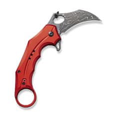 Civilight C16016B-DS1 Incisor II vreckový nôž - karambit 6,6 cm, damašek, červená, hliník