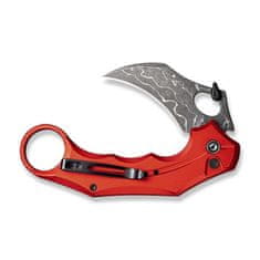 Civilight C16016B-DS1 Incisor II vreckový nôž - karambit 6,6 cm, damašek, červená, hliník