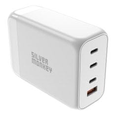 shumee Výkonná 200W nabíjačka GaN s napájacím káblom 3xUSB-C PD USB-A QC 3.0, biela