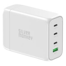 shumee GaN 130W nástenná nabíjačka s napájacím káblom 3xUSB-C PD USB-A QC 3.0, biela