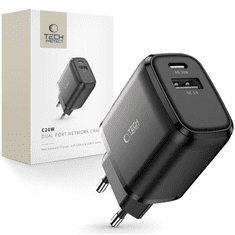 Tech-protect TECH-PROTECT C20W 2-PORTOVÁ SIEŤOVÁ NABÍJAČKA PD20W/QC3.0 ČIERNA