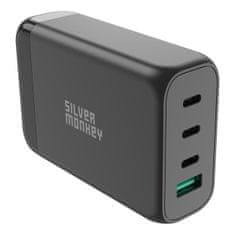 shumee GaN 130W nástenná nabíjačka s napájacím káblom 3xUSB-C PD USB-A QC 3.0, čierna