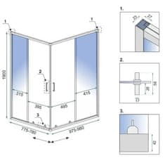 REA REA City sprchový kút 80x100, kartáčovaná zlatá REA-K6445 - Rea