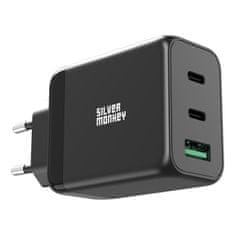 shumee GaN 65W nástenná nabíjačka 2x USB-C PD 1x USB-A QC 3.0 čierna