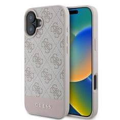 Guess Originálny pevný kryt 4G Bottom Stripe GUHCP16MG4GLPI pre iPhone 16 Plus ružový