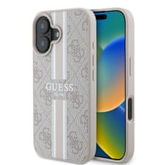 Guess Originálny pevný kryt 4G Printed Stripes MagSafe GUHMP16SP4RPSP pre iPhone 16 ružový