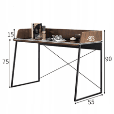 MUVU TMAVOHNEDÝ POČÍTAČOVÝ STÔL POD NOTEBOOK MODERNÝ 100 CM