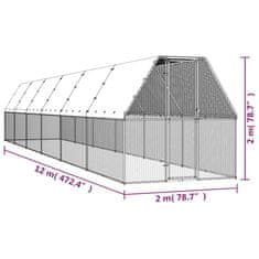 Petromila vidaXL Klietka pre sliepky 2x12x2 m pozinkovaná oceľ