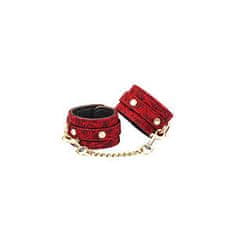 Liebe Seele Liebe Seele Ukiyo-e Luxury Handcuffs (Red Rosy), kožené putá na ruky