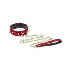 Liebe Seele Liebe Seele Ukiyo-e Luxury Collar & Leash (Red Rosy), sexy kožený obojok s vodítkom