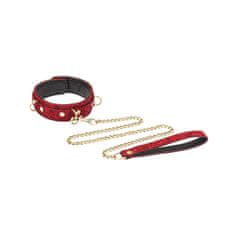 Liebe Seele Liebe Seele Ukiyo-e Luxury Collar & Leash (Red Rosy), sexy kožený obojok s vodítkom