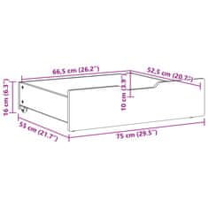 Vidaxl Zásuvky pod posteľ 2 ks voskové 75x55x16 cm masívna borovica