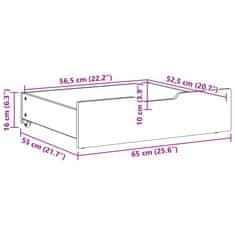 Vidaxl Zásuvky pod posteľ 2 ks biele 65x55x16 cm masívna borovica