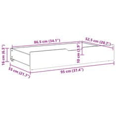 Vidaxl Zásuvky pod posteľ 2 ks biele 95x55x16 cm masívna borovica