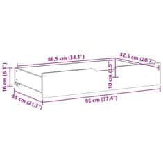 Petromila vidaXL Zásuvky pod posteľ 2 ks voskové 95x55x16 cm masívna borovica