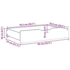 Vidaxl Zásuvky pod posteľ s kolieskami 2 ks 85x55x16 cm borovica