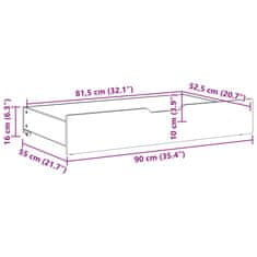 Petromila vidaXL Zásuvky pod posteľ 2 ks biele 90x55x16 cm masívna borovica