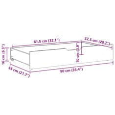 Vidaxl Zásuvky pod posteľ 2 ks voskové 90x55x16 cm masívna borovica