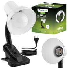 LUMILED Stolová lampa E27 nastaviteľná školská lampička s klipom LIRIA biela