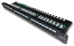 DATACOM Patch panel 19" UTP 24 port CAT6 LSA 1U BK (3x8p)hor.zárez