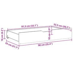 Petromila vidaXL Zásuvky pod posteľ s kolieskami 2 ks 90x55x16 cm mas. borovica