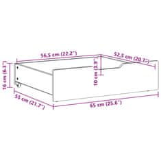 Vidaxl Zásuvky pod posteľ 2 ks voskové 65x55x16 cm masívna borovica