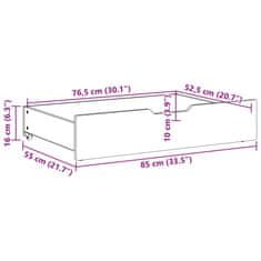 Vidaxl Zásuvky pod posteľ 2 ks voskové 85x55x16 cm masívna borovica