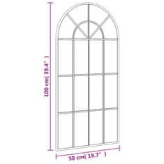 Vidaxl Nástenné zrkadlo čierne 50x100 cm oblúkové železné