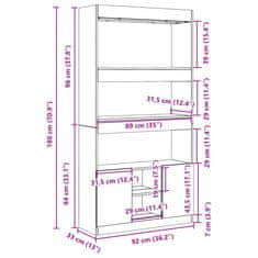 Petromila vidaXL Vysoká skrinka sivý dub sonoma 92x33x180 cm kompozitné drevo