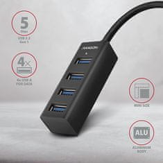 AXAGON HUE-M1AL, 4x USB 3.2 Gen 1 MINI húb, kovový, kábel USB-A 1.2m