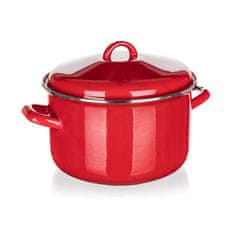 BANQUET Hrniec smaltovaný MILTON Red 24 cm, 5,9 l, s pokrievkou