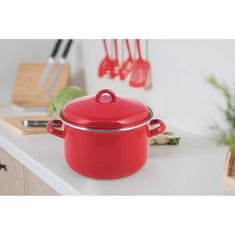 BANQUET Hrniec smaltovaný MILTON Red 24 cm, 5,9 l, s pokrievkou