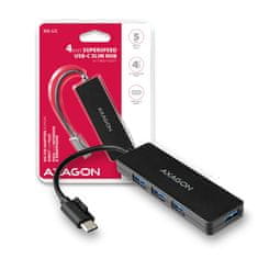 HUE-G1C, 4x USB 3.2 Gen 1 SLIM húb, kábel Type-C 14cm napevno