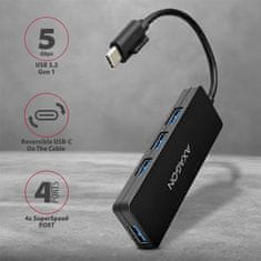 HUE-G1C, 4x USB 3.2 Gen 1 SLIM húb, kábel Type-C 14cm napevno