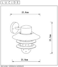 LUCIDE ZICO Satin Chrome vonkajšiu nástenné svietidlo IP44, priemer 21,8cm