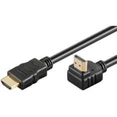 PremiumCord Kábel HDMI High Speed+Ethernet pozlátený zahnutý konektor 90° 5m