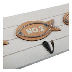 BigBuy Nástenný vešiak Keys Fish Kov Drevo MDF (3,5 x 12 x 40 cm)