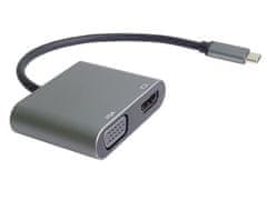 PremiumCord MST adaptér USB-C na HDMI + VGA, rozlíšenie 4K a FULL HD 1080p