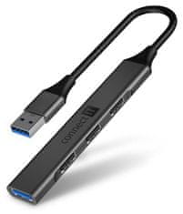 Connect IT USB-A húb, (1xUSB-A 3.0, 3xUSB-A 2.0), externý, ANTRACITOVÝ