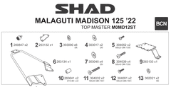 SHAD Montážna sada pre Horný kufor Top master M0MD12ST MALAGUTI Madison