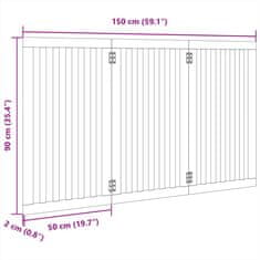 Vidaxl Brána pre psa skladacia 3 panely biela 150 cm topoľové drevo