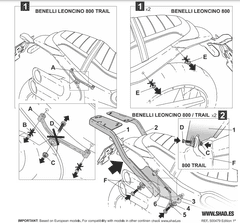 SHAD Montážna sada pre Horný kufor Top master B0LN81ST BENELLI Leoncino 800 Trail