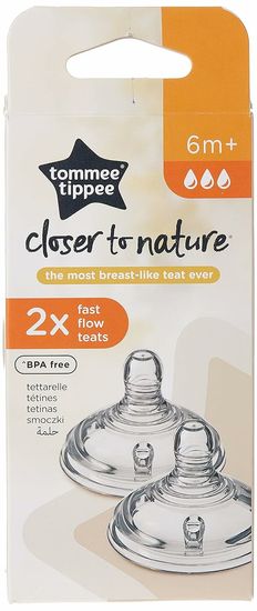 Tommee Tippee Natural Start Cumlík na flašu ANTI-COLIC Rychlý prietok 6m+, 2 ks