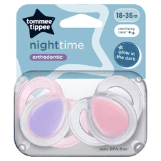 Tommee Tippee CTN Night Time, Silikónový cumlík nočný, 18-36m, 2ks