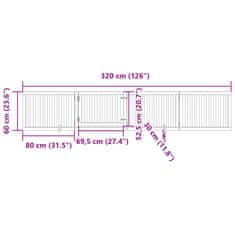 Petromila vidaXL Brána pre psa dvere sklad. 4 panely hnedá 320 cm topoľové drevo